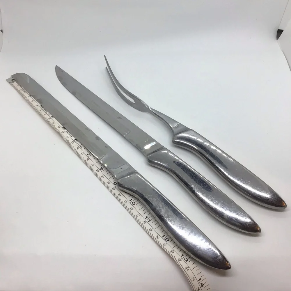 Vintage Stainless Steel Carving Knife & Fork Set from Japan. Lightweight.